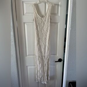 Forever 21 Cream Lace Overlay Dress - Size Medium